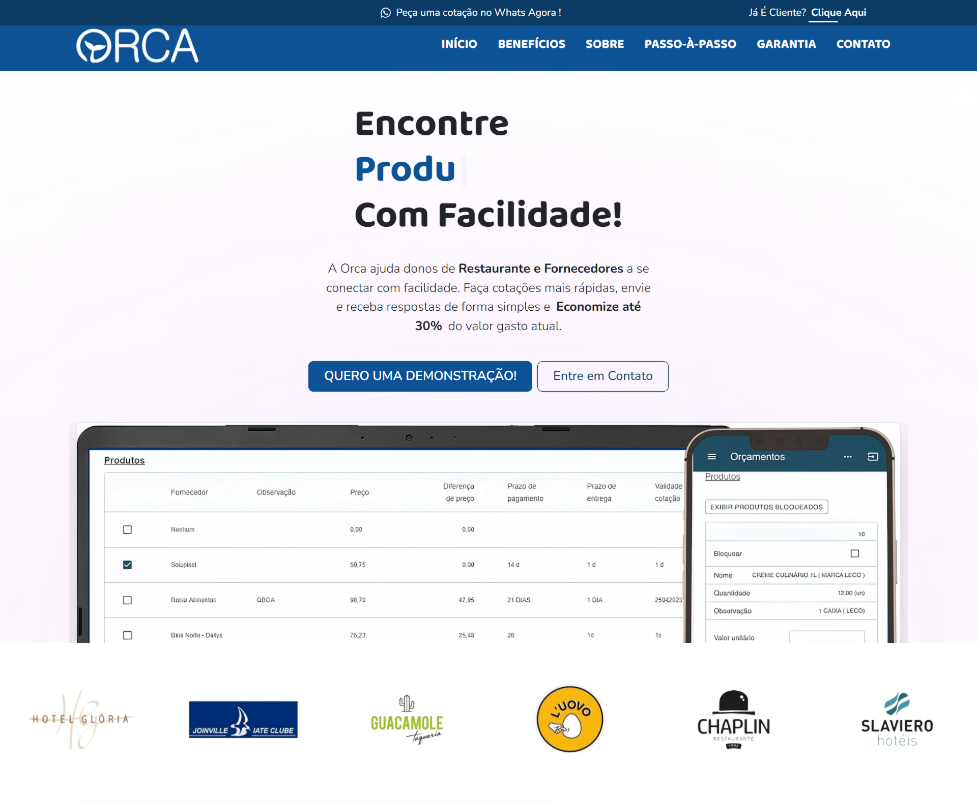 Thumbnail com a visão de primeira dobra de uma landing Page