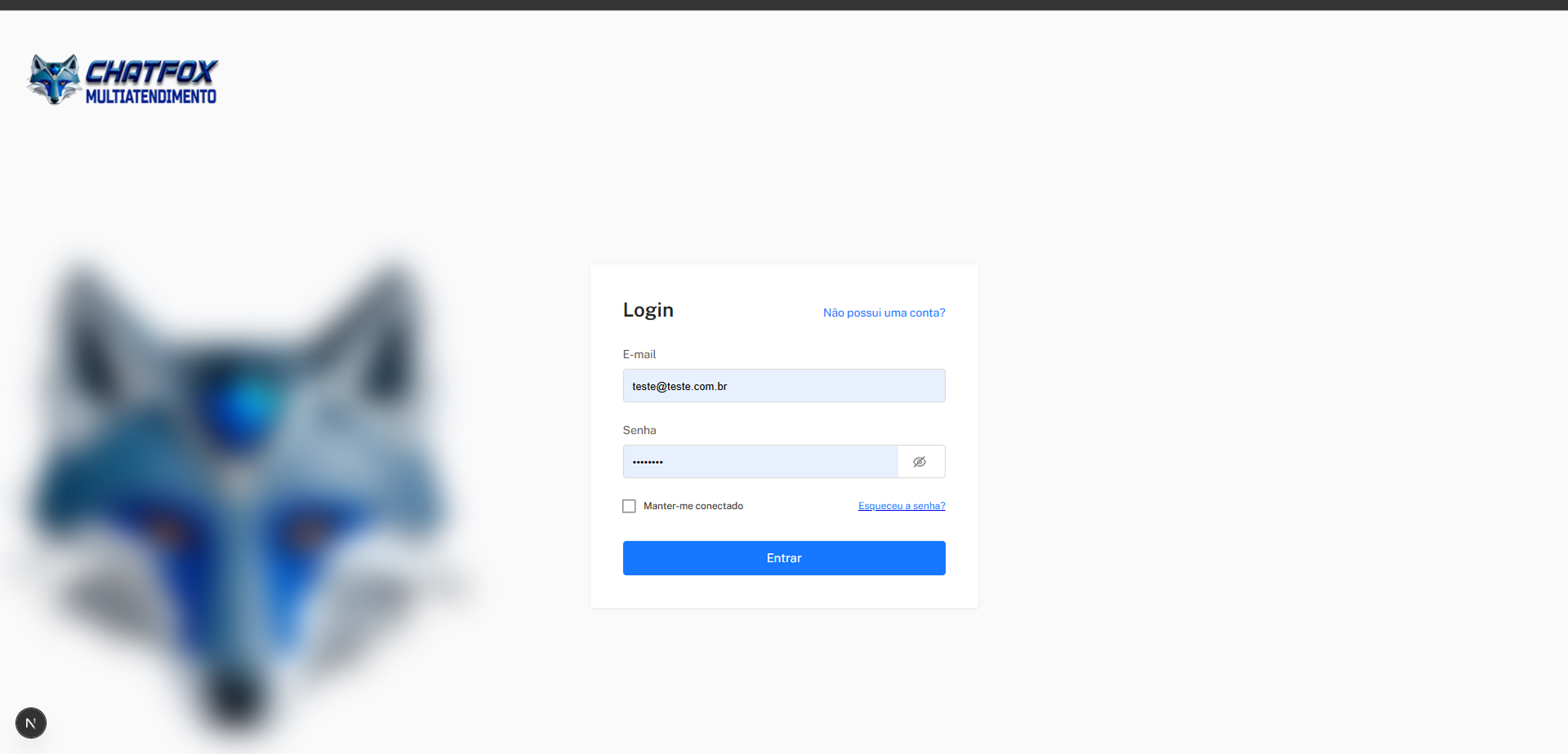 Thumbnail com a visão de login de um software