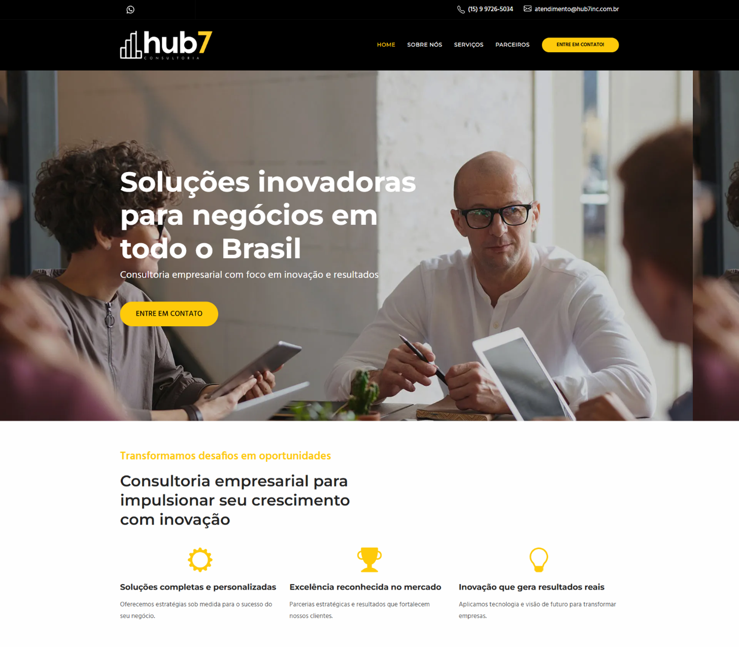 Thumbnail com a visão do hero de uma home page de um site