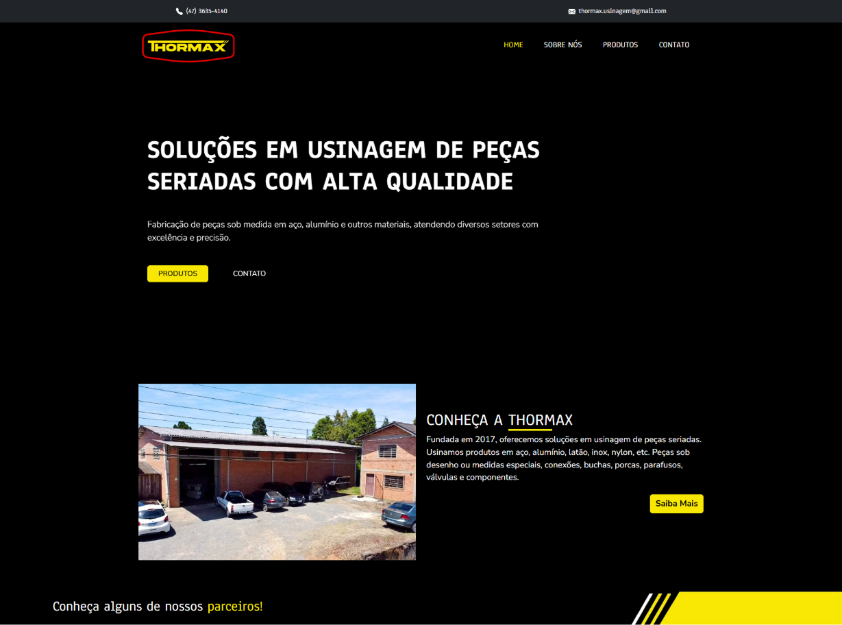 Thumbnail com a visão do hero de uma home page de um site